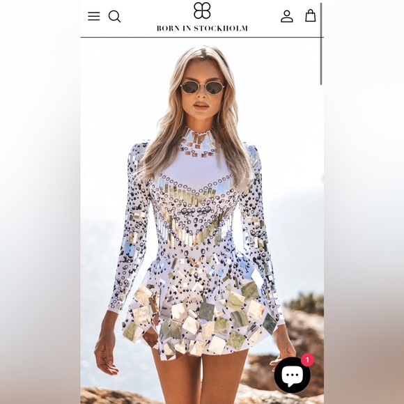 Born in Stockholm Raquel Mirror Dress White (NWT) Perfect for BURNING MAN! - Picture 3 of 8